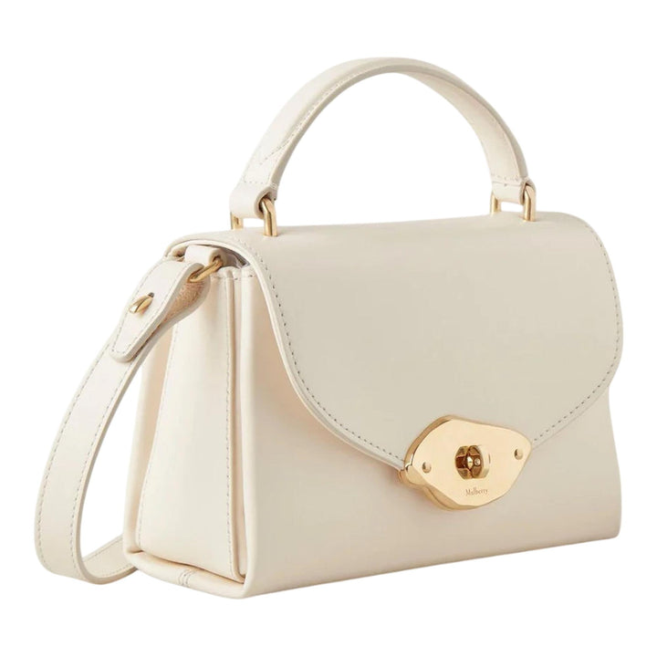 Club21 - Mulberry - Small Lana Top Handle Eggshell High Gloss Leather - HANDBAGS - Off-White