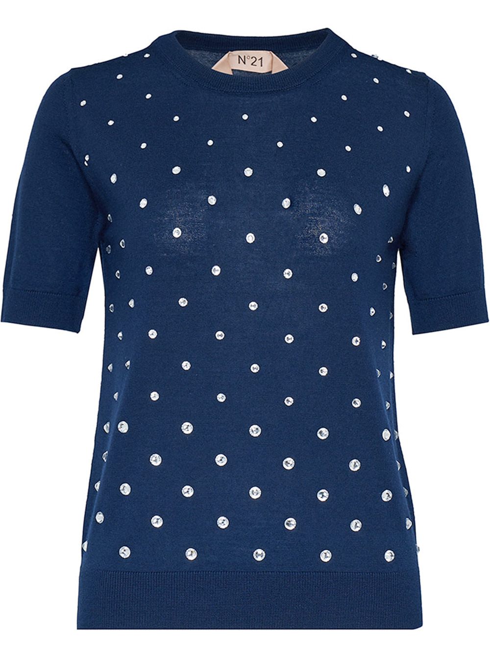 N21 Short Sleeve Knit Top Navy 1