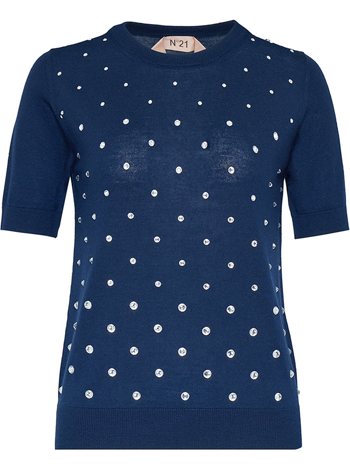 N21 Short Sleeve Knit Top Navy 1