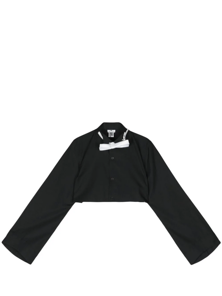 NOIRKEININOMIYA_CottonBroadXPolyesterSatinTop_Black