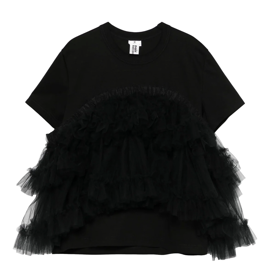 Cotton Ponte X Nylon Tulle T-Shirt