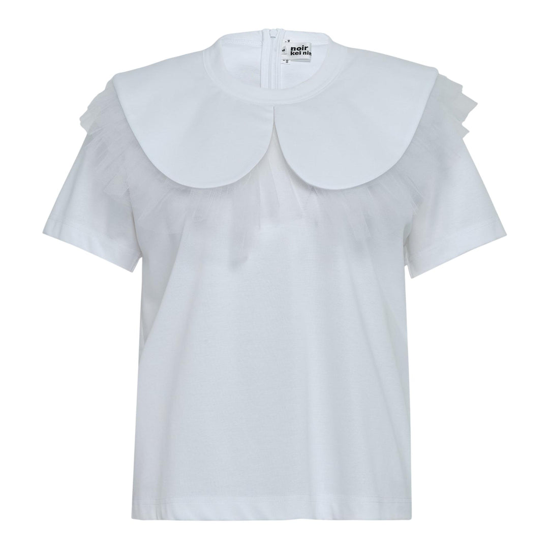Club21 - Noir Kei Ninomiya - Cotton Ponte X Nylon Tulle Tee - TEES - White