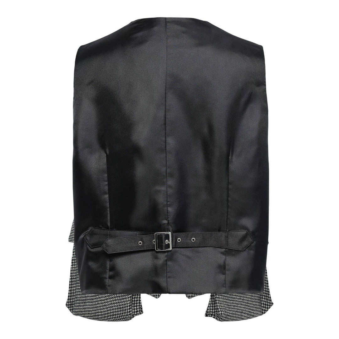 Club21 - Noir Kei Ninomiya - Hounds Tooth Pattern Wool Vest - VESTS - Black