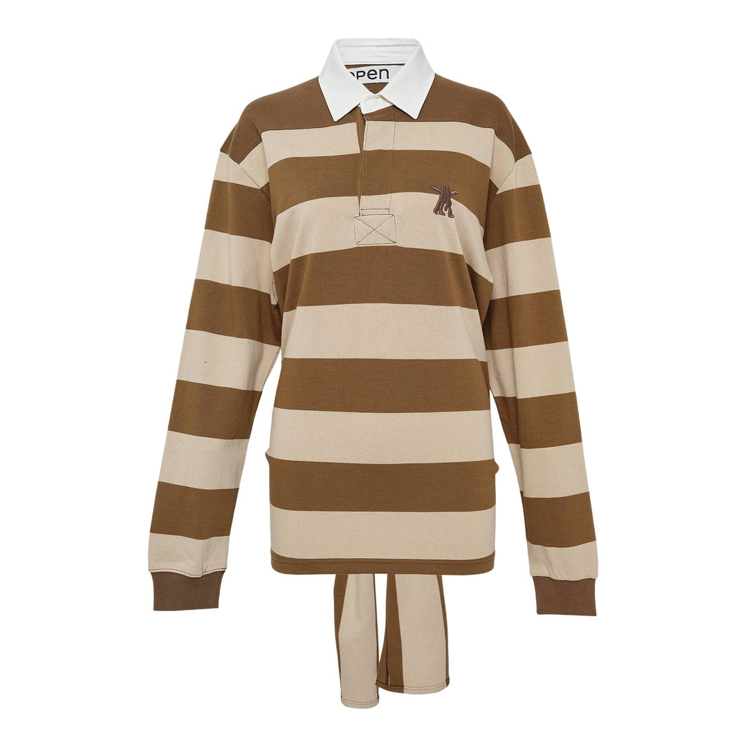 Club21 - OPEN YY - Stripe Trim Rugby Shirt - POLOS - Beige