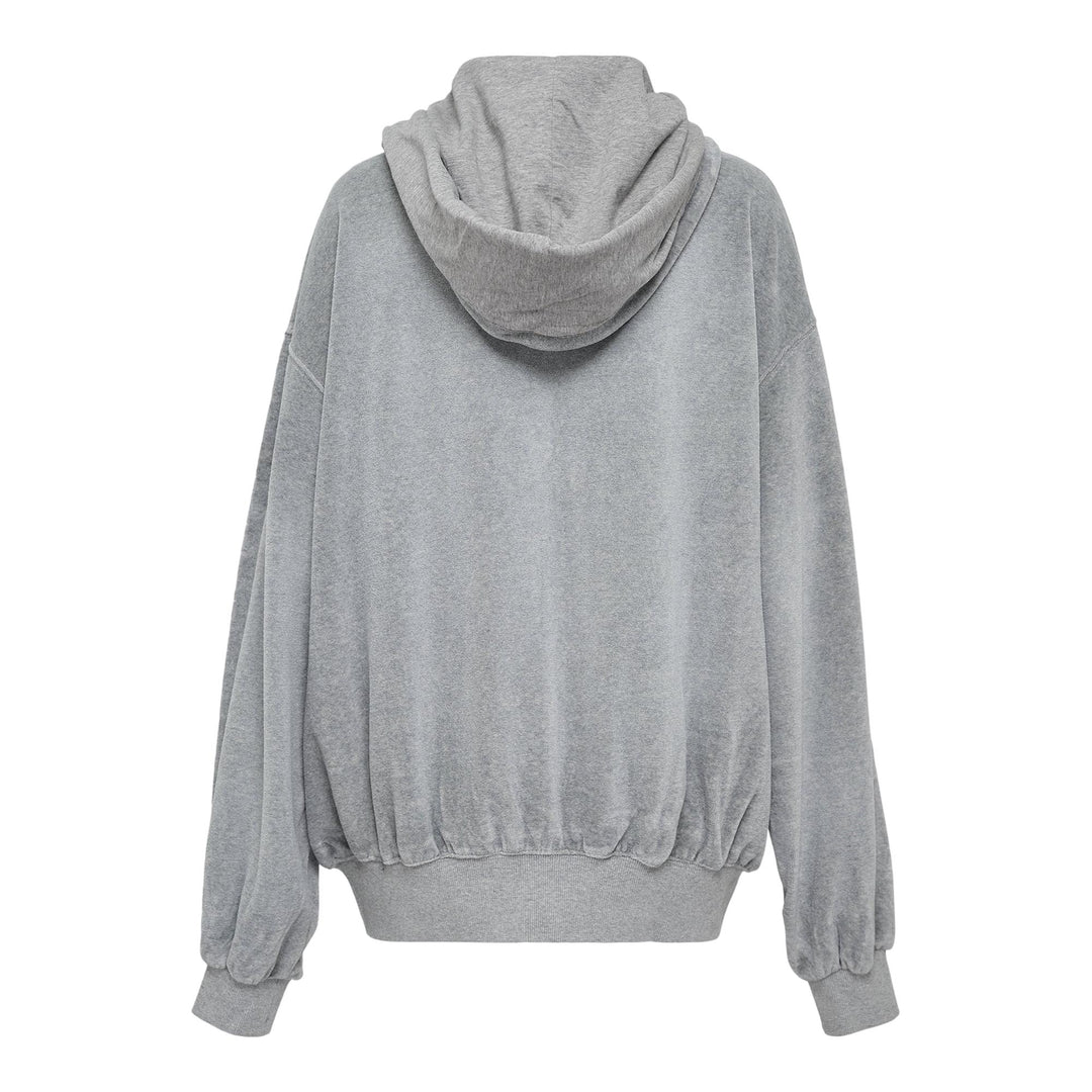 Club21 - OPEN YY - Velour Box Hoodie - SWEATERS - Light Grey