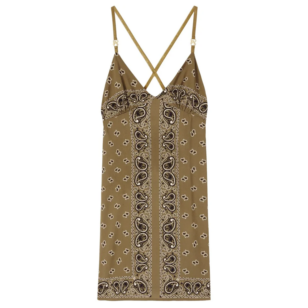 Paisley Slip Dress Military