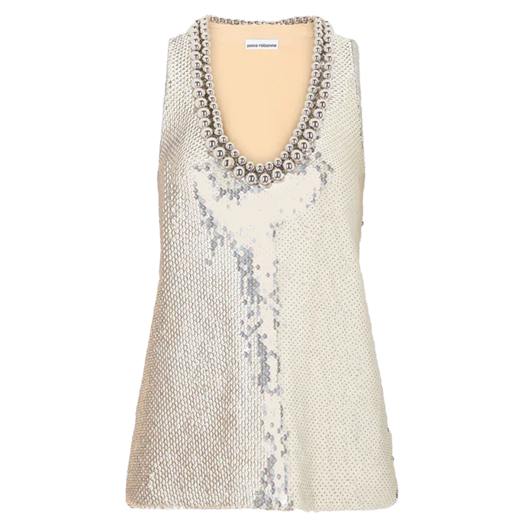 Sequin Top With Deep Neckline