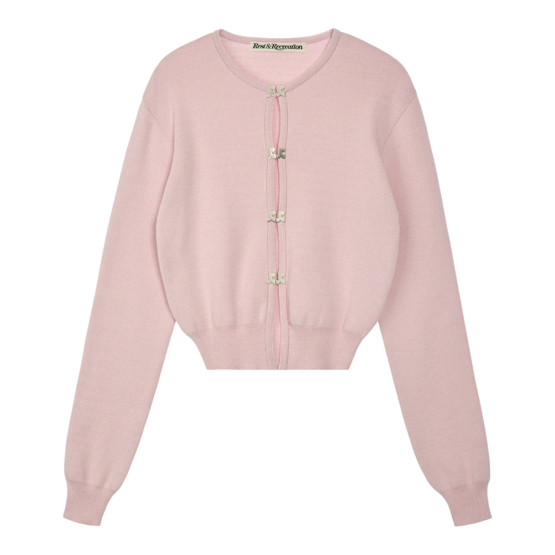 Club21 - Rest&Recreation - Logo Clip Knit Cardigan - CARDIGANS - Pink