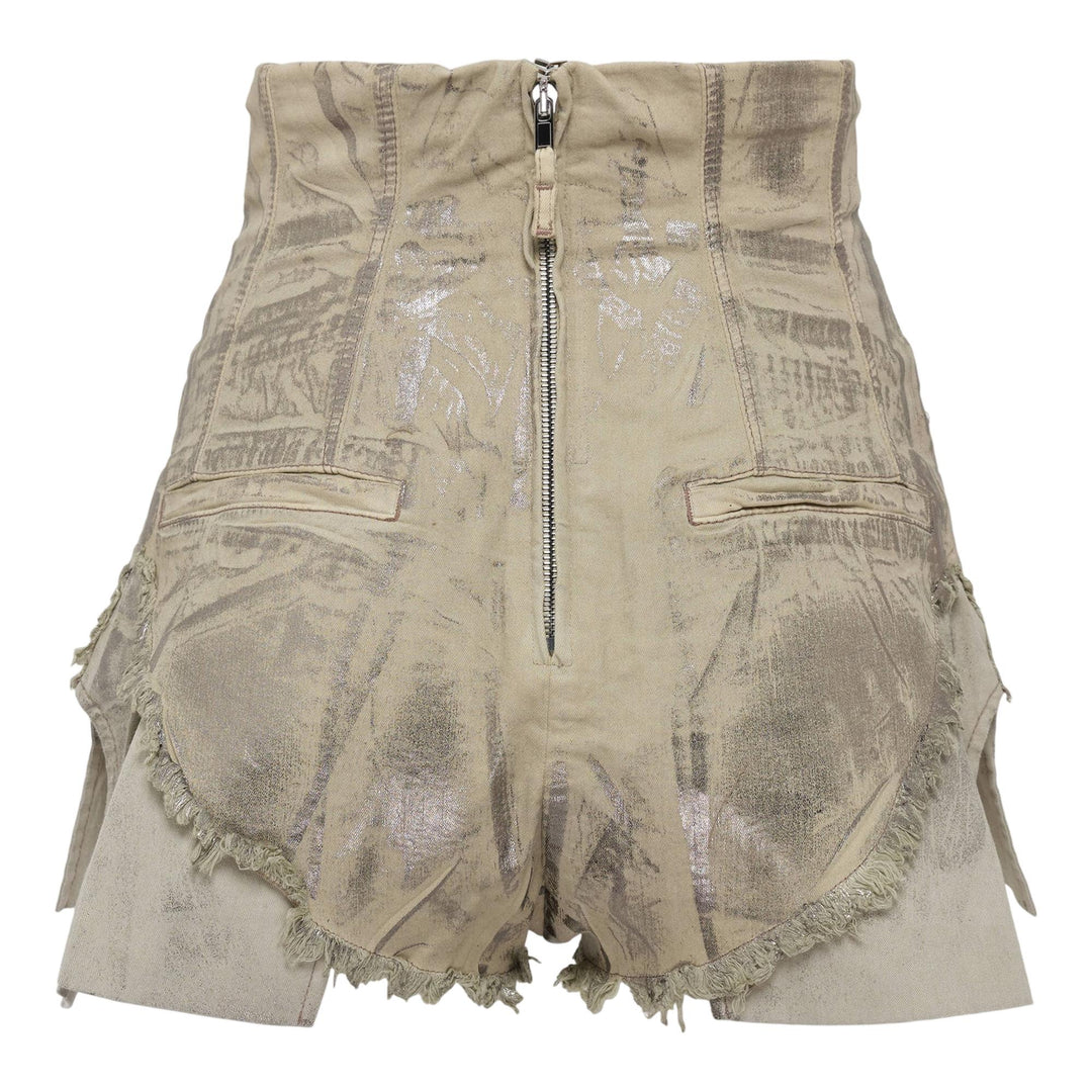 Club21 - Rick Owens DRKSHDW - Dirt Cutoffs Palladium Foil Stretch Denim - SHORTS - Silver