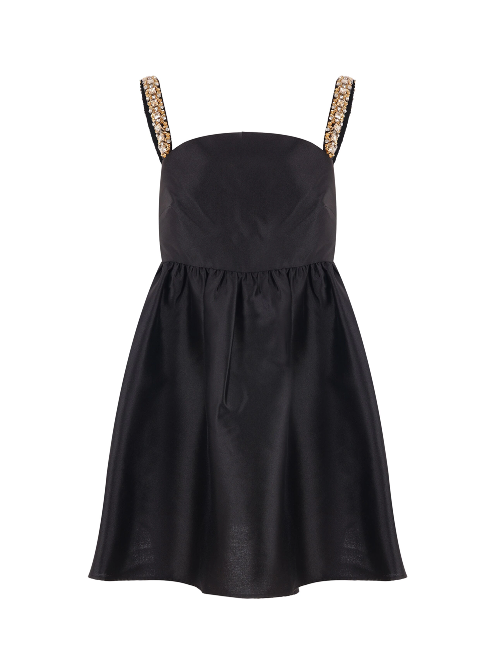 SELF-PORTRAIT_Black_Taffeta_Embellished_Mini_Dress_Black