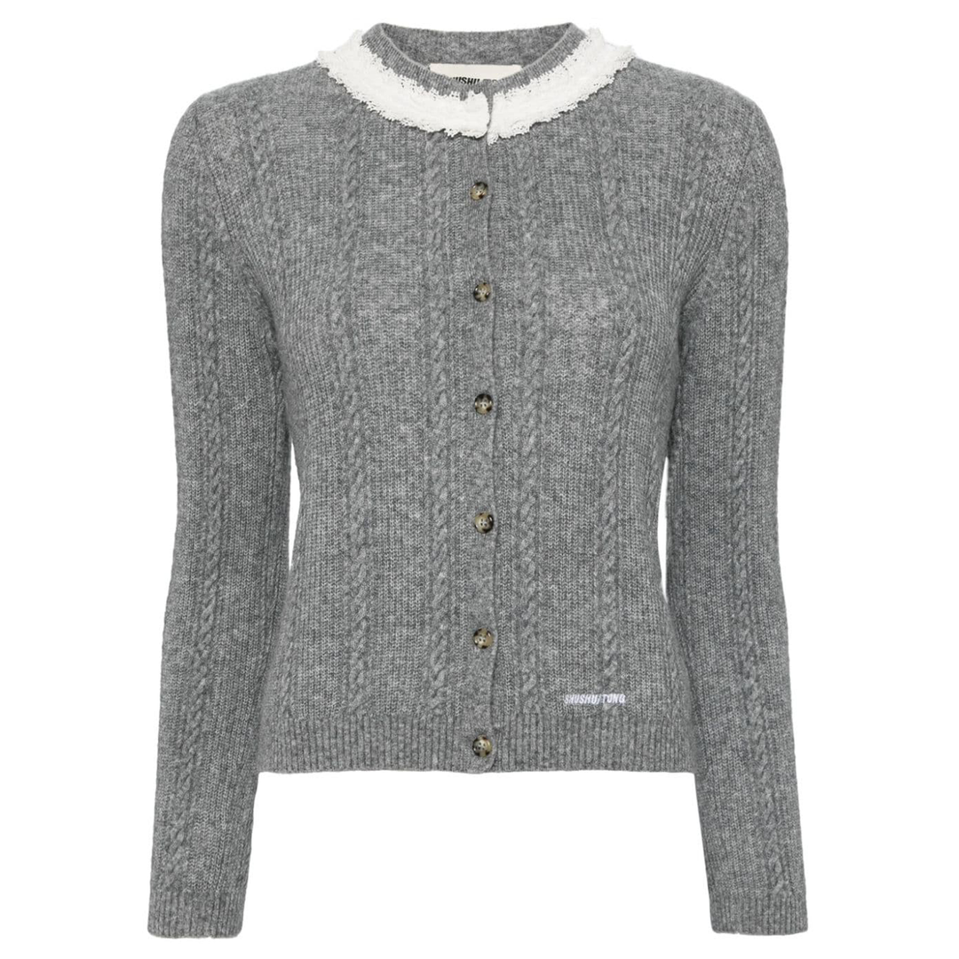 SHUSHUTONG_Collar_Embellished_Cardigan_Grey