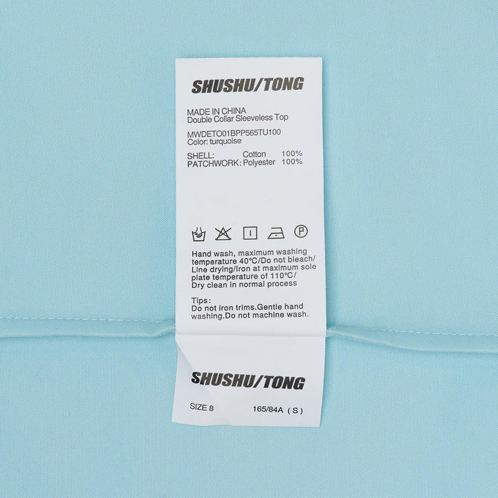 Club21 - SHUSHU/TONG - Double Collar Sleeveless Top - WOVEN TOPS - Light Blue