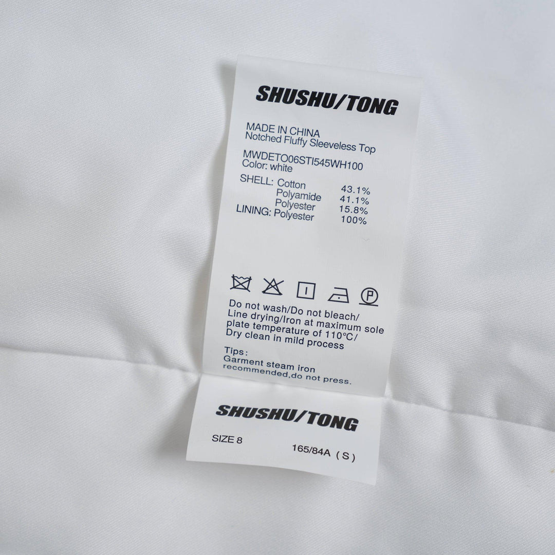 Club21 - SHUSHU/TONG - Notched Fluffy Sleeveless Top - WOVEN TOPS - White