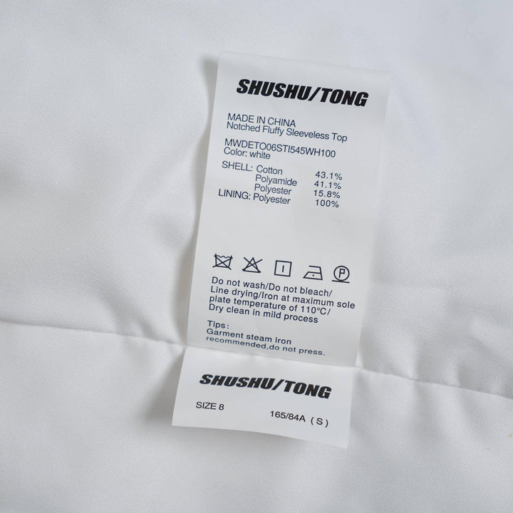 Club21 - SHUSHU/TONG - Notched Fluffy Sleeveless Top - WOVEN TOPS - White