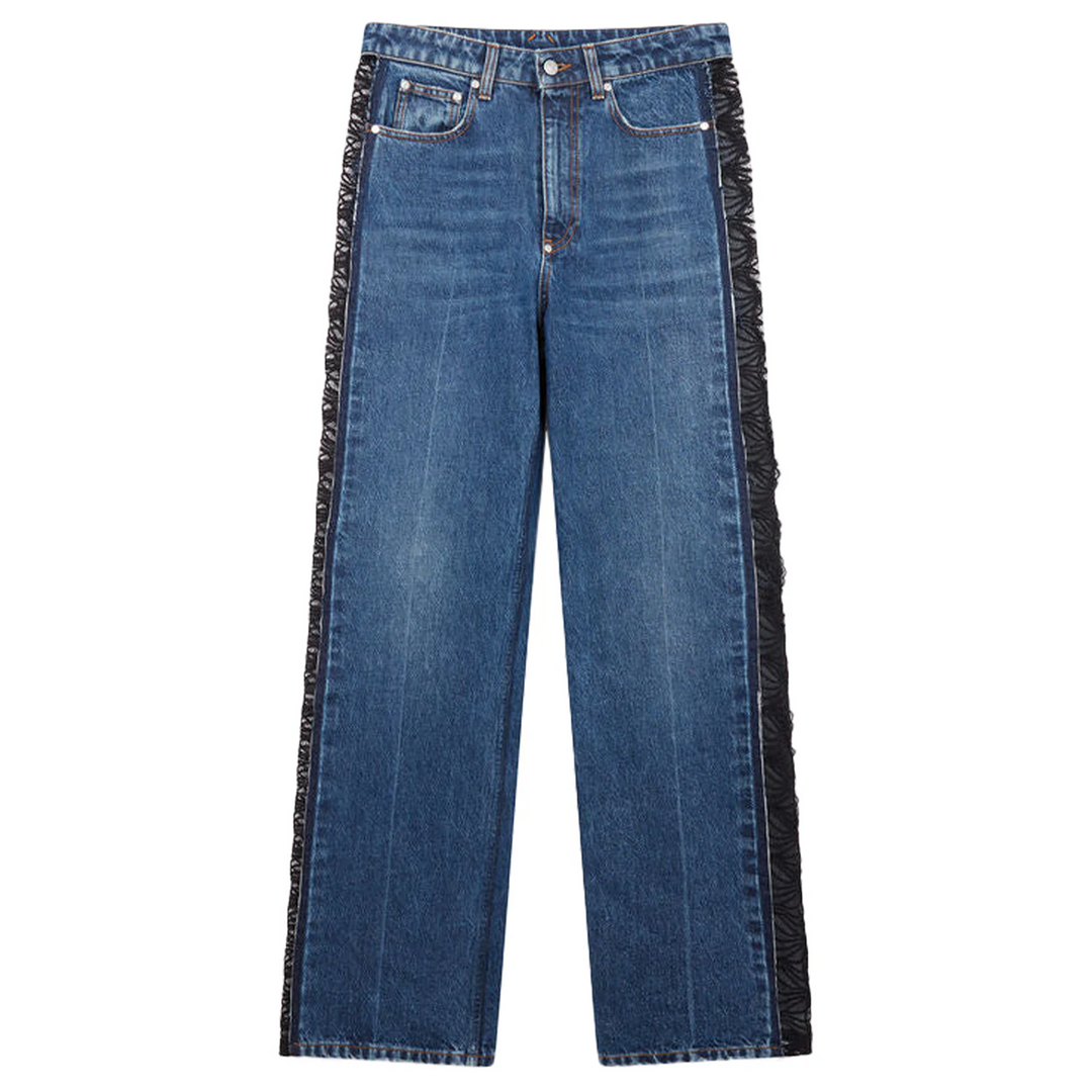 Blue Vintage Lace Detailed Jeans