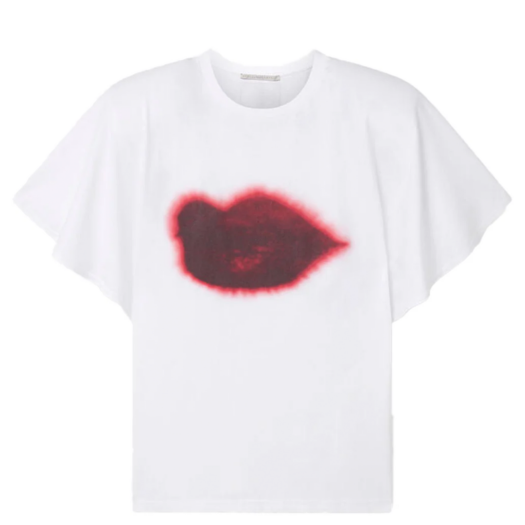 Lips Graphic Shoulder Pad T-Shirt