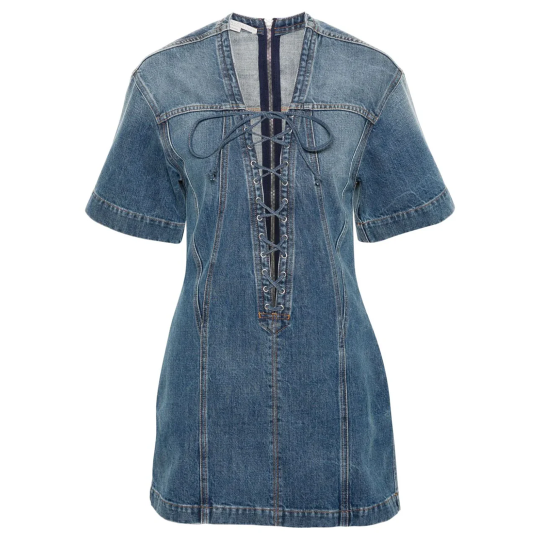 Mid Vintage Blue Lacing Dress