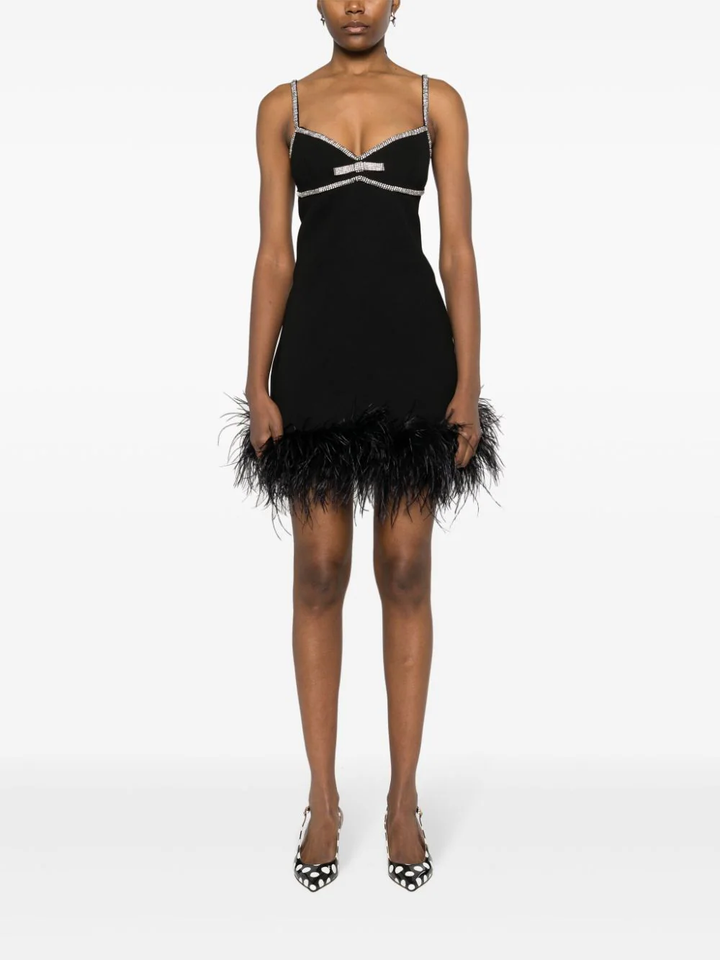 Self-Portrait-Black-Crepe-Feather-Mini-Dress-Black-2