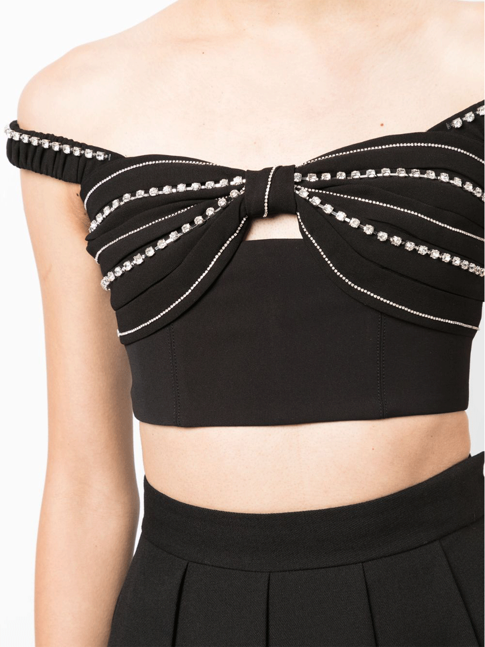 Self Portrait Black Diamante Bust Top Black 5