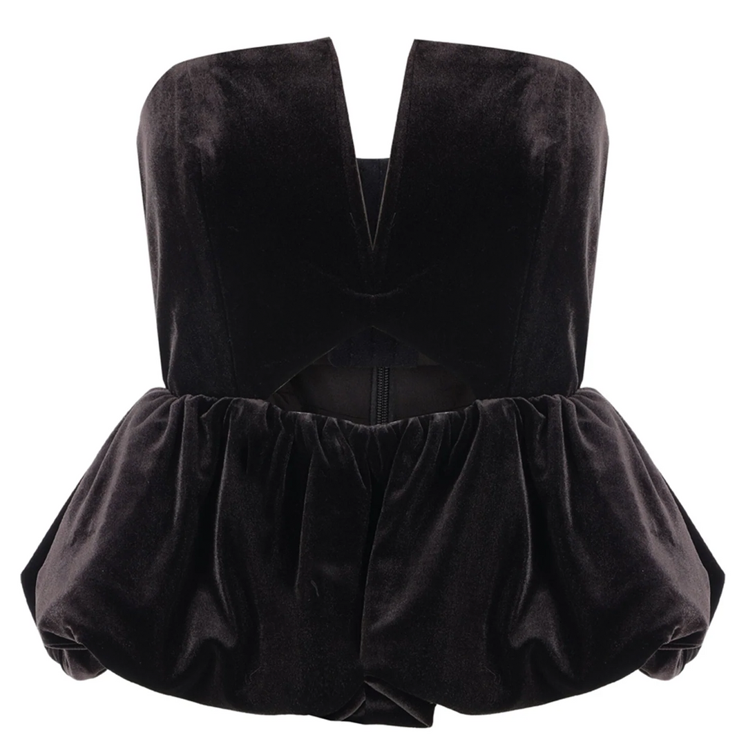 Black Velvet Bandeau Top