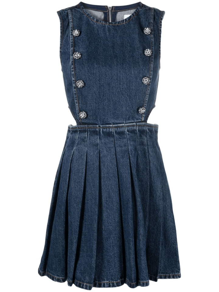 Self-Portrait-Blue-Denim-Cut-Out-Mini-Dress-Blue-1