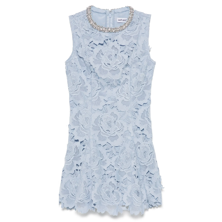 Blue Flower Lace Mini Dress