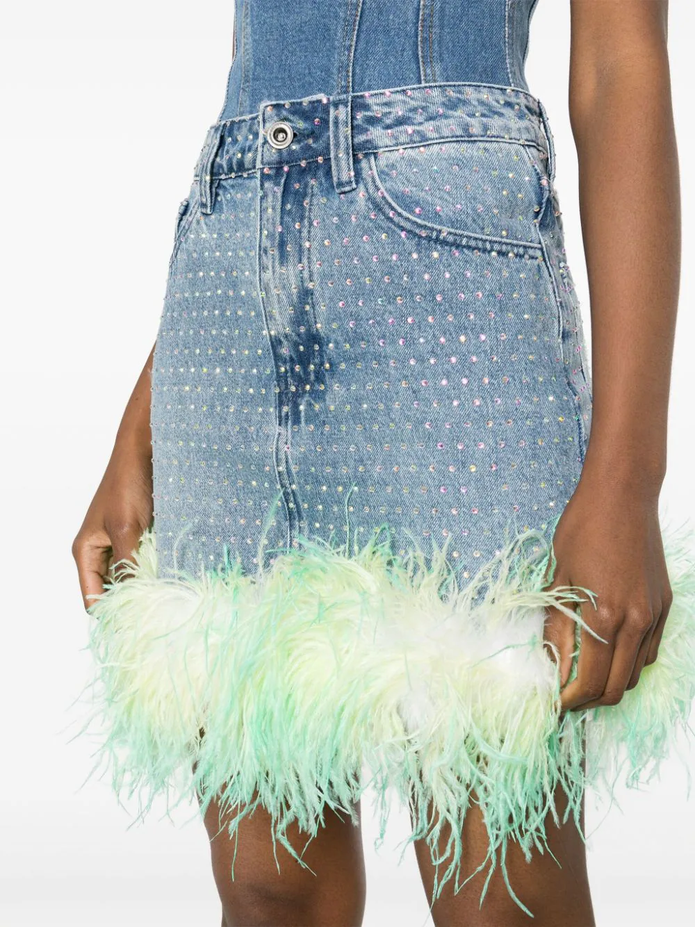 Self-Portrait-Blue-Rhinestone-Feather-Denim-Skirt-Blue-5