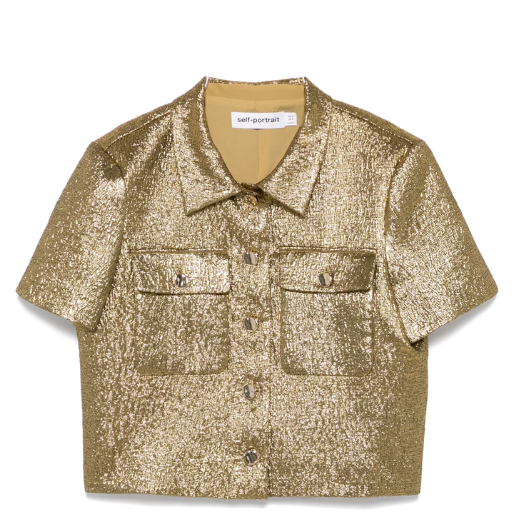 Gold Metallic Jacquard Top