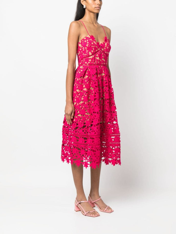 Self Portrait Magenta Azaelea Midi Dress Pink 3