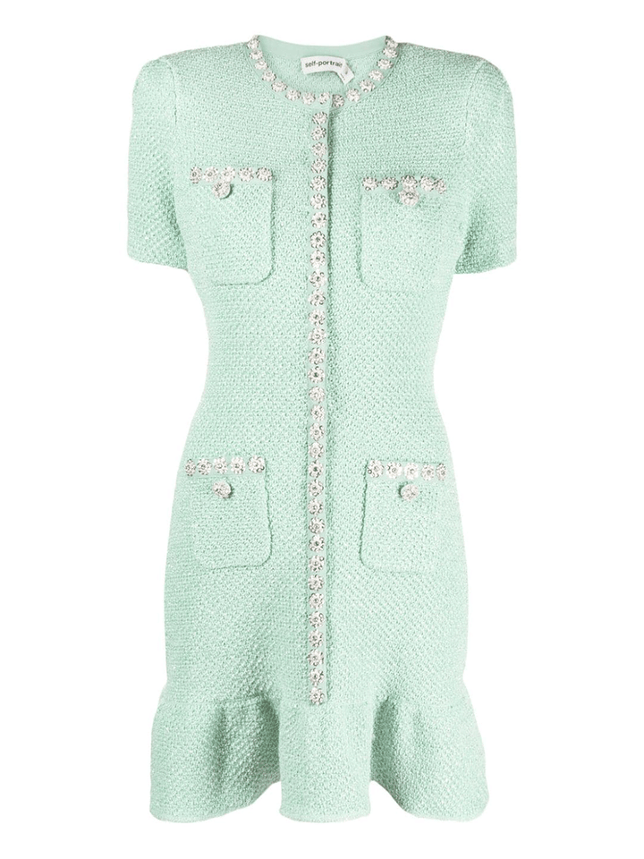 Self-Portrait-Mint-Sequin-Knit-Mini-Dress-Blue-1