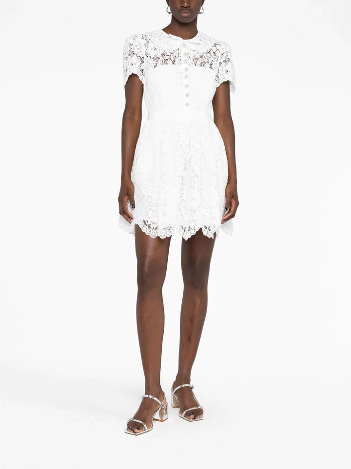 Self-Portrait White Cord Lace Collar Mini Dress White 2