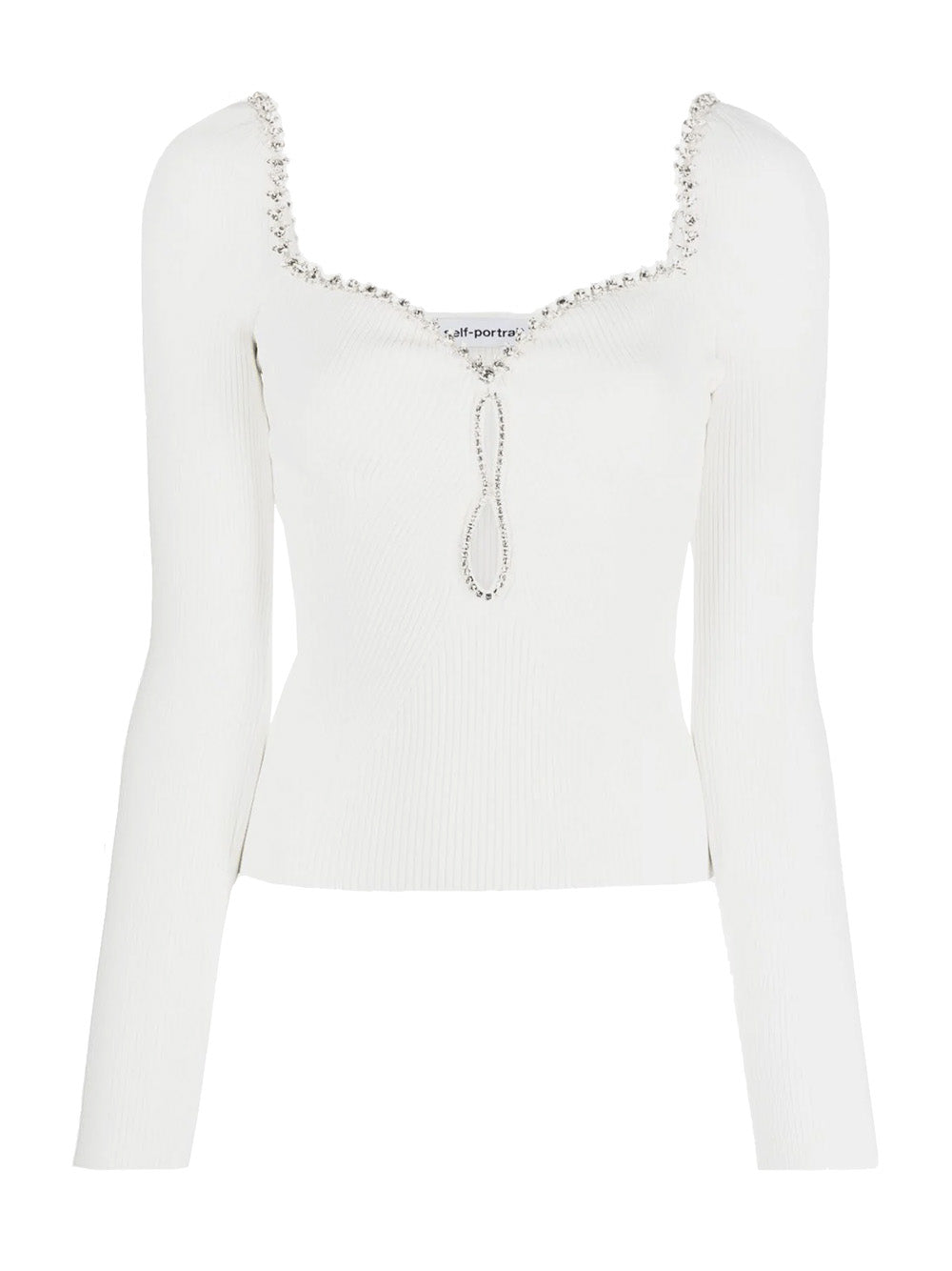     Self-Portrait-White-Knit-Diamante-Top-White-1