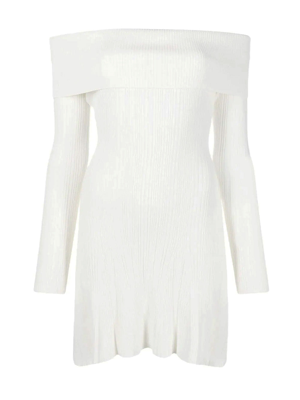 Self-Portrait-White-Knit-Mini-Dress-White-1