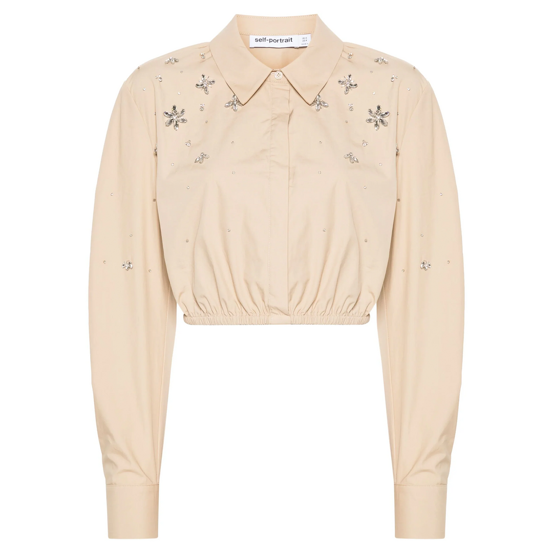 Beige Cotton Embellished Top