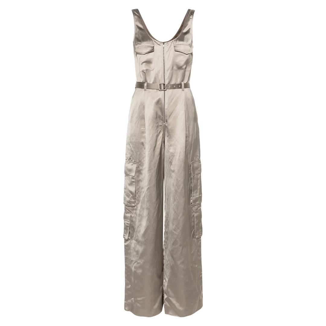 Beige Satin Jumpsuit