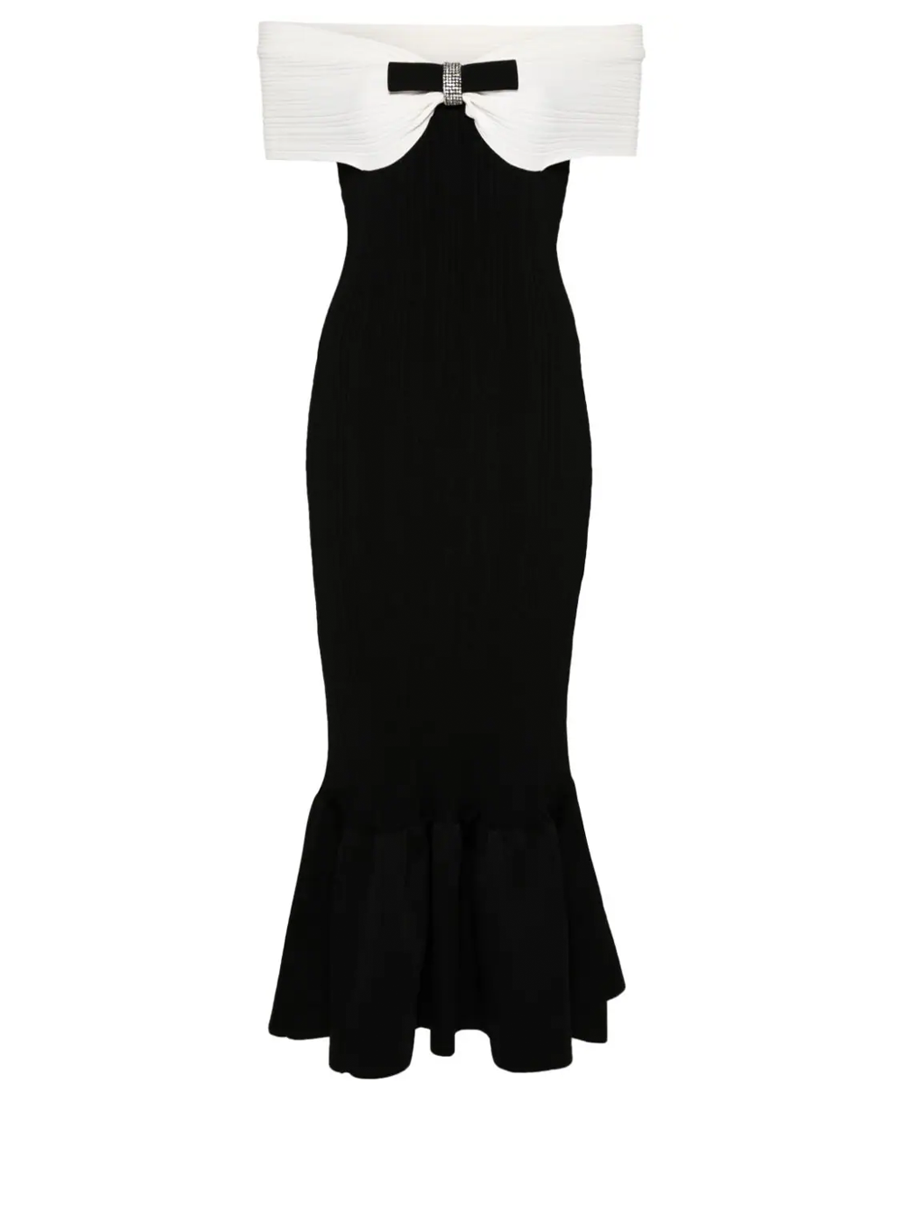 Black Knit Bow Midi Dress