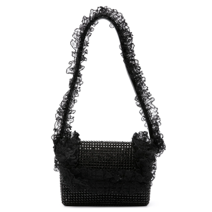 Black Crystal Lace Detail Bag