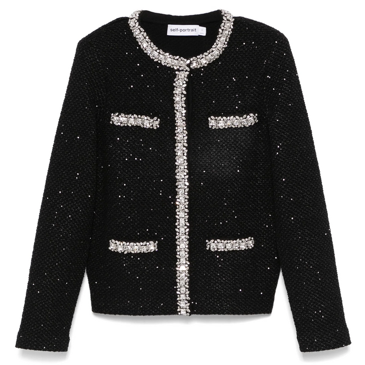 Black Sequin Knit Cardigan