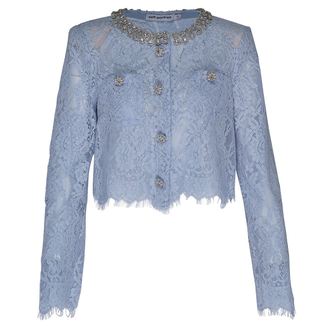 Blue Lace Embellished Top