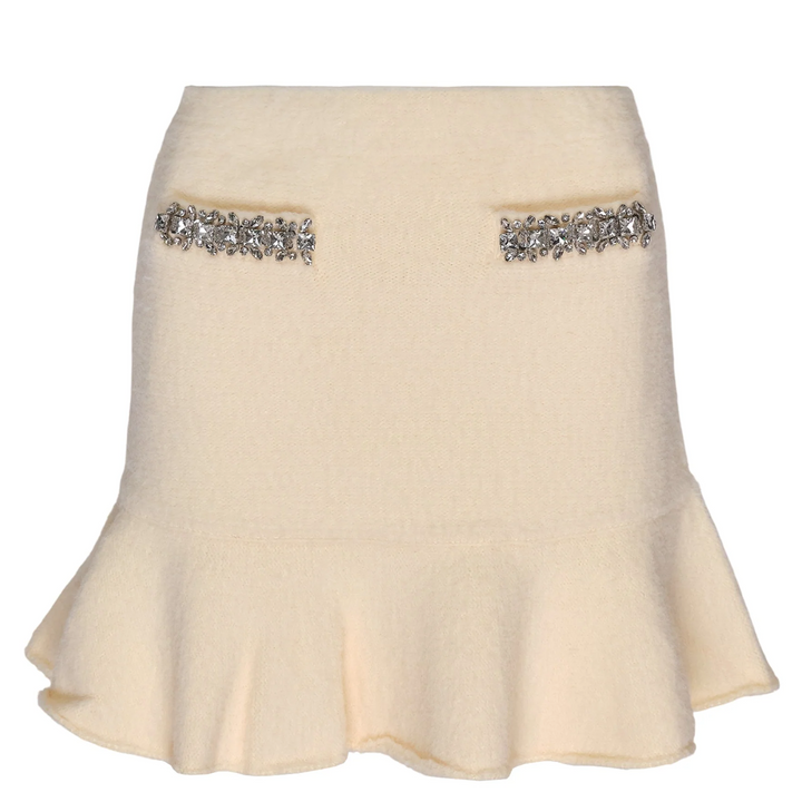 Cream Soft Knit Mini Skirt