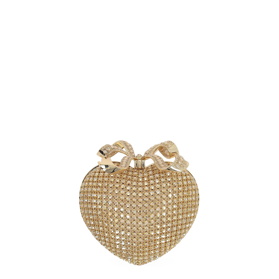 Gold Crystal Heart Clutch