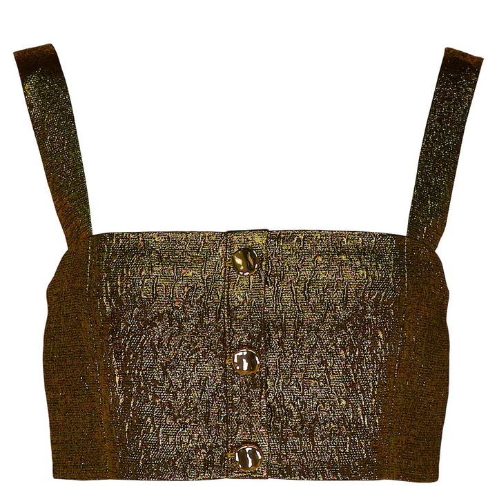 Gold Metallic Jacquard Crop Top