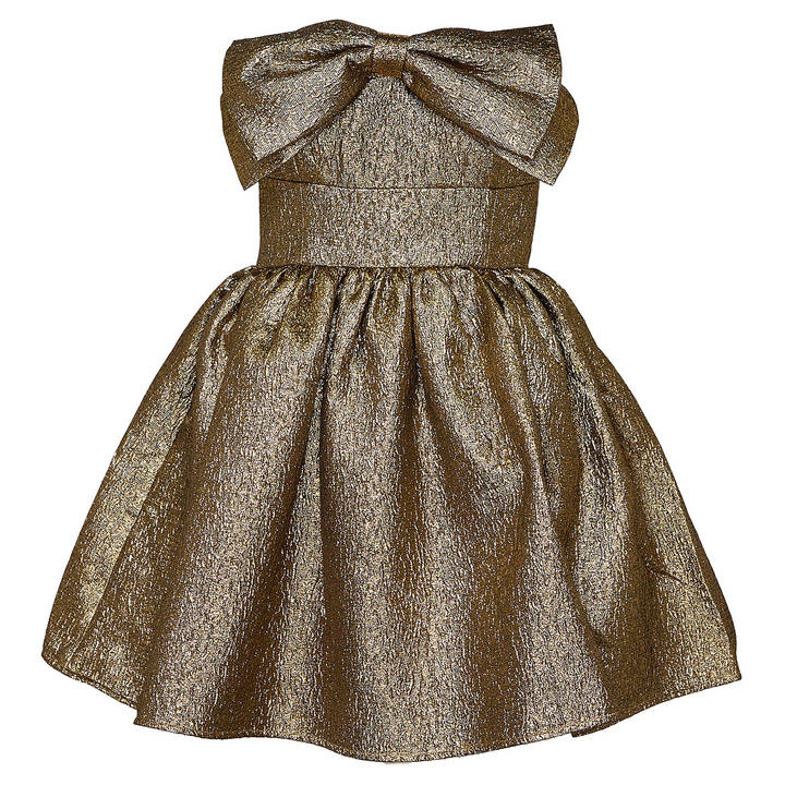 Gold Metallic Jacquard Mini Dress