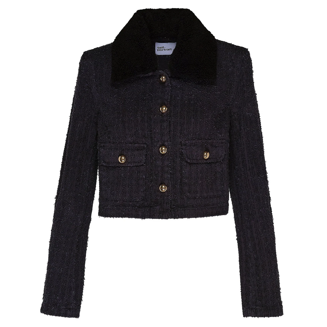 Grey Textured Denim Jacket