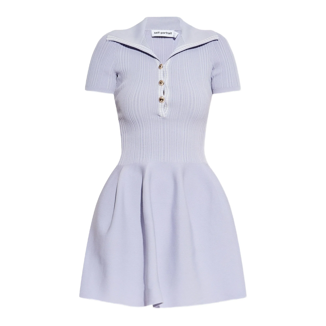 Lilac Ribbed Knit Mini Dress