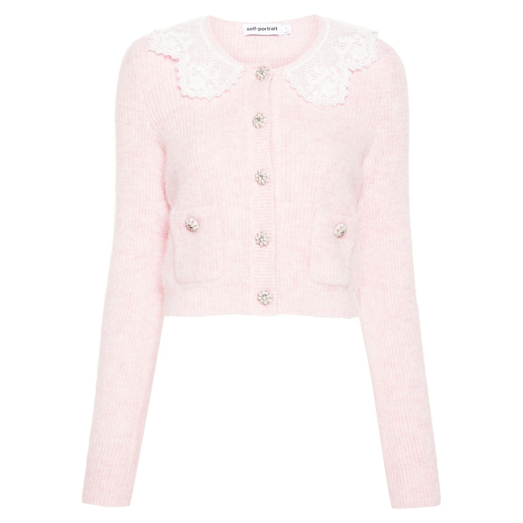 Pink Fluffy Rib Knit Cardigan