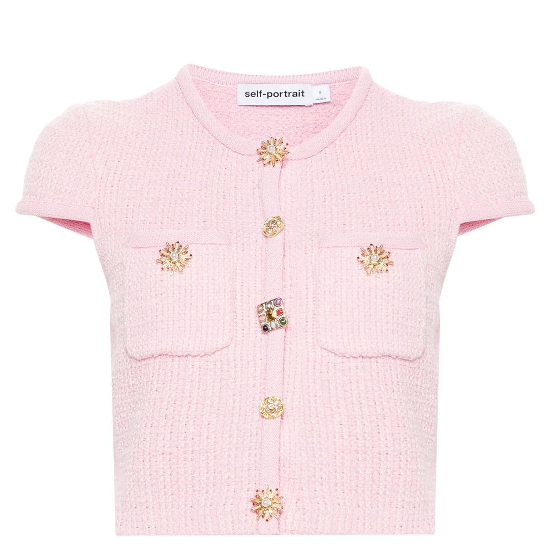 Pink Jewel Button Knit Top