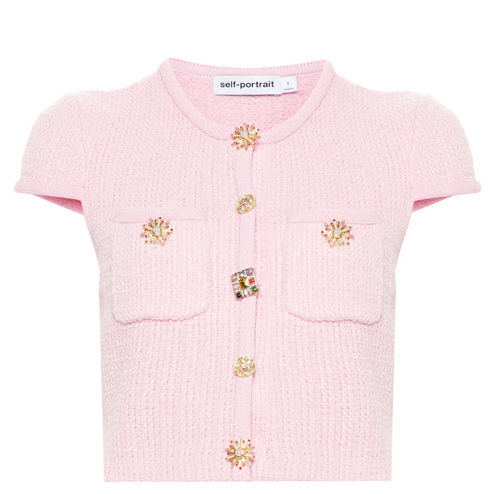 Pink Jewel Button Knit Top