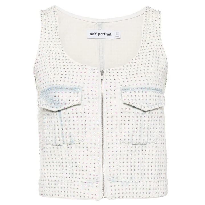 Rhinestone Denim Cargo Top