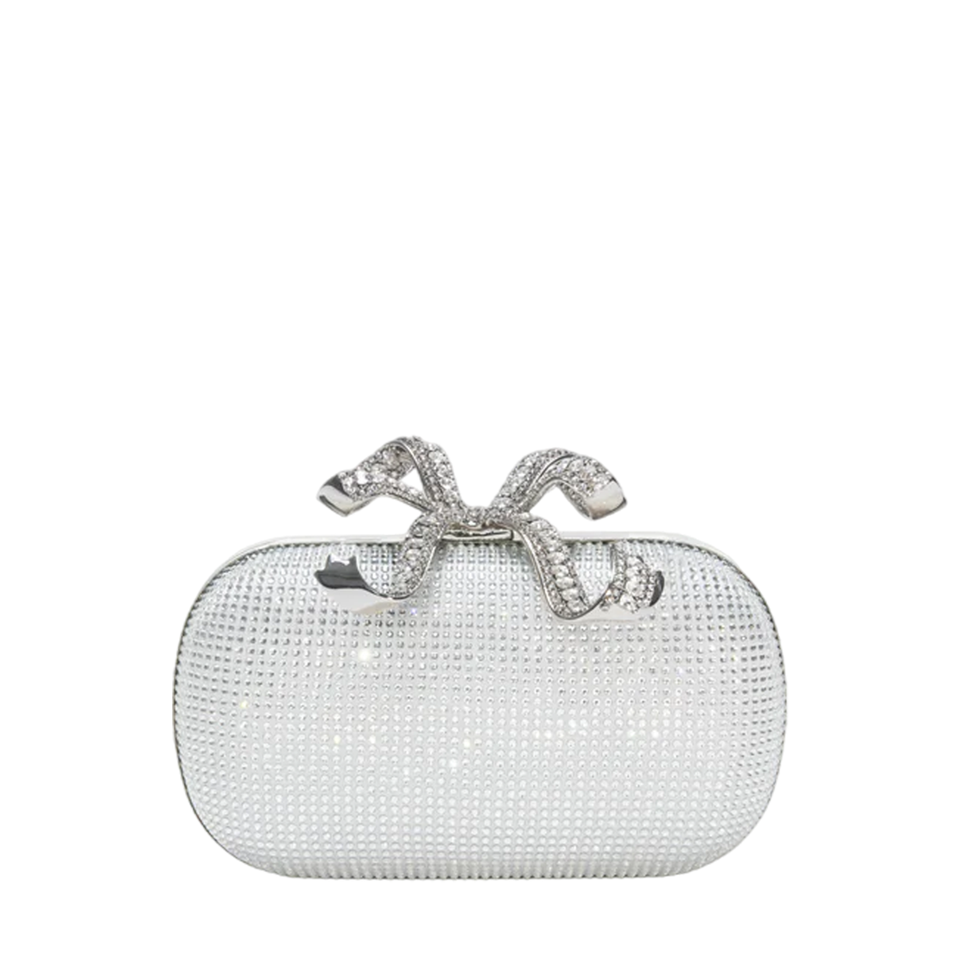 Self-Portrait_Silver_Rhinestone_Bow_Clutch-Silver